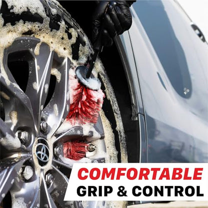 Maxshine Universal Wheel & Rim Brush Set, 2-Piece (10” & 6”) – Soft Non-Abrasive Bristles with Comfort Grip – Car Detailing Brushes for Safe Wheel & Tire Cleaning on Cars, Trucks, SUVs & Motorcycles - size: 10" & 6"