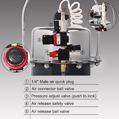 YSTOOL Brake Bleeder Kit Pneumatic Pressure Brake Clutch Fluid Bleeding Tool Set with Master Cylinder Adatpers Air Power Pressurized Oil Change Bleeder Machine and Waste Oil Collection Bottle (Black) - color: Black