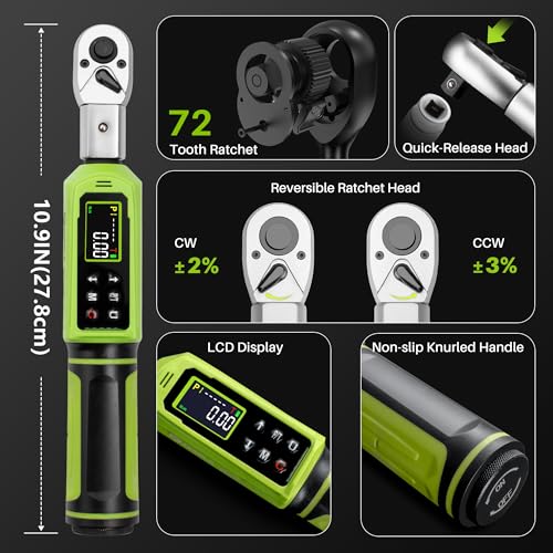 Adjustable Open End Digital Torque Wrench 3/8" Drive 0.66-44.2Ft.Lb | Interchangeable Electronic Torque Wrench (0.9-60N.m),32 mm 2% Accuracy for HVAC Automotive Moto Narrow Pipeline,Prec. Parts