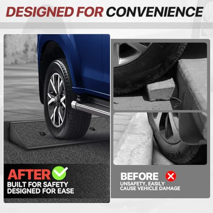 Rubber Curb Ramp, 3" Rise Height, Driveway & Threshold Bridge Ramp for Forklift, Car, SUV, Wheelchair, Bike - size: 3" Rise