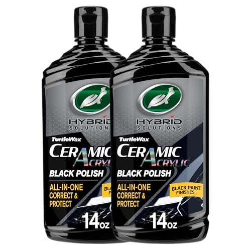 Turtle Wax Hybrid Solutions Ceramic Acrylic Black Car Polish and Wax, Car Scratch Remover & Car Paint Restorer for Black Cars, Deep Shine, Ceramic Coating Protection & Water Beading, 14 oz (Pack of 2) - size: 14 Fl Oz (Pack of 2)