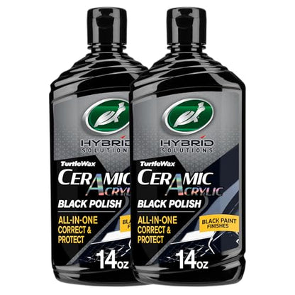 Turtle Wax Hybrid Solutions Ceramic Acrylic Black Car Polish and Wax, Car Scratch Remover & Car Paint Restorer for Black Cars, Deep Shine, Ceramic Coating Protection & Water Beading, 14 oz (Pack of 2) - size: 14 Fl Oz (Pack of 2)