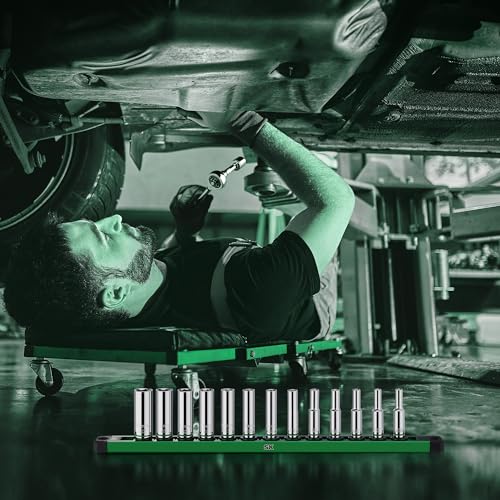 SK 1/4" Drive Socket Set, Deep Metric Sockets, 13-Piece 4-14 mm | SuperKrome Finish, Premium CR-V Steel, with Aluminum Socket Organizer - size: 0.16 - 0.55 inch, style: Deep
