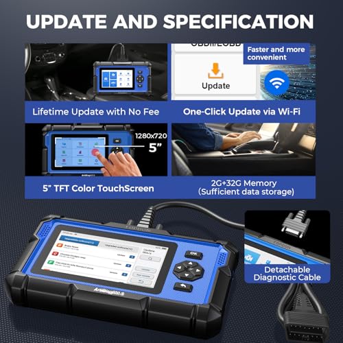 TOPDON AD600S OBD2 Scanner, Engine ABS SRS Transmission Diagnostic Tool | Lifetime Free Upgrade, 9 Reset Services Scan Tool, CAN-FD, Oil/Brake/BMS/SAS/DPF/TPMS/ETS Reset/ABS Bleeding, Injector Coding