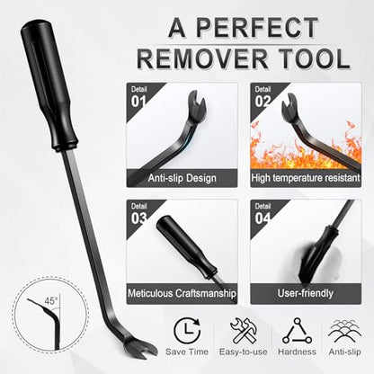 5 pcs Auto Trim Removal Tool Kit, No Scratch Plastic Pry Tool Kit - Interior Door Panel Clip Fastener Removal Set for Vehicle Dash Radio Audio Installer (Black) - color: Black