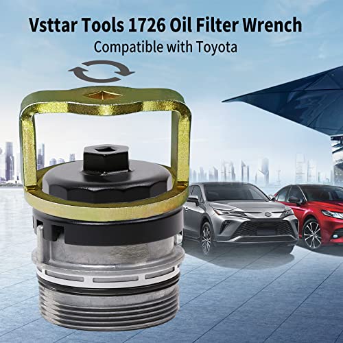 1726 Oil Filter Socket Wrench Removal Tool-64mmx14 Flute Canister Oil-filter Cap Remover Wrench Compatible with Lexus/Scion/Toyota Oil Cup and Infiniti,Nissan,Honda Spin-on Filter Housing-4/6/8 Cyl