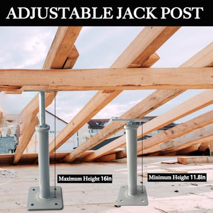 4 PCS Floor Jacks,House Jacks for Leveling,Adjustable Jack Post 11.8" - 16" Height Range,8800 lbs Height Capacity(Each),Screw Pole Jack,Basement Floor Post for Stairs, Porches, Roof Beams