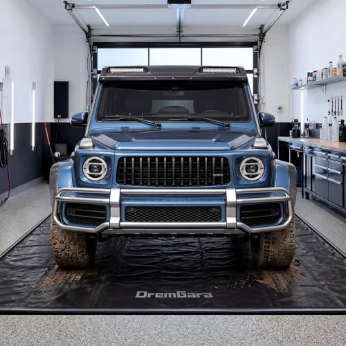 7'9" x 16' Garage Floor Mat, 610GSM PVC Containment Mat for Cars | Heavy-Duty, 1.2in Raised Edges, Waterproof Garage Protection, Non-Slip Design, Easy Hose Clean, Kit with Squeegee - size: 7'9"x16'