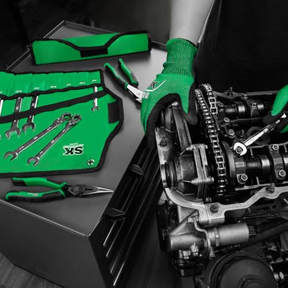 SK Flex Head Ratcheting Wrench Set, SAE 3/8"-3/4", Metric 10-19mm, 14-Piece | Ratchet Wrenches Set 72-Tooth, Combination Wrench Set, Chamfered Head Design, Premium CR-V Steel, Roll-Up Pouch - size: METRIC&SAE
