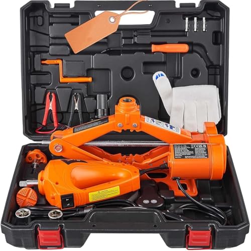 Electric Car Jack 3 Ton, 6600lbs Scissor Jack with Impact Wrench - 12V Portable Lifting Kit for Sedan, SUV, Truck Tire Change