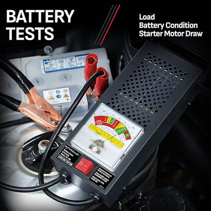 Schumacher Electric 100A Car Battery Load Tester and Voltmeter, for Batteries Up to 1000 Cranking Amps, Charging System Diagnosis, for 6V/12V Power Sport, Automotive, and Marine Batteries, BT-100 - size: Analog / BT-100