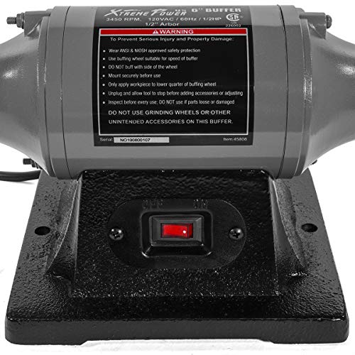 XtremepowerUS 6" Bench Buffer Polisher, 1/2 HP Bench Polishing Machine, Heavy-Duty Metal Buffer Grinder with Dual Buffing Wheels for Stainless Steel, Aluminum, Chrome & Automotive Parts - size: 6" Buffer Grinder