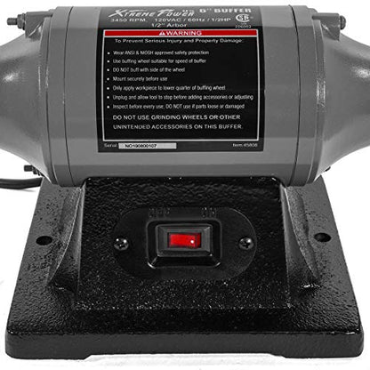 XtremepowerUS 6" Bench Buffer Polisher, 1/2 HP Bench Polishing Machine, Heavy-Duty Metal Buffer Grinder with Dual Buffing Wheels for Stainless Steel, Aluminum, Chrome & Automotive Parts - size: 6" Buffer Grinder
