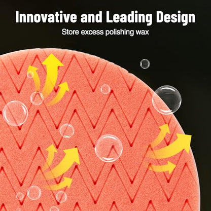7-PCS Car Detailing Polishing Pad Set: Compatible with 6" Backing Plates, Features Dual Action Sponge Buffing Pads, Ideal for Use with Polishers to Perform Detailing, Waxing and Polishing Work