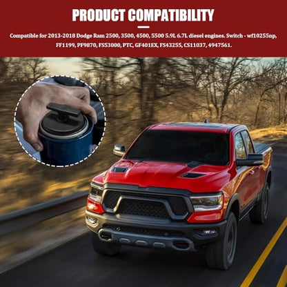 57180 Oil Filter Plug Tool, Oil Filter Removal Tool, Oil Filter Plug Cover, 05083285AA MO285 Oil Filter Cap Off Tool Compatible with Ram 2500 3500 Diesel 5.9L 6.7L 2013-2018 Used for Oil Change