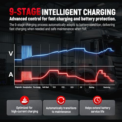TOPDC 25A 12V/24V Smart Battery Charger,Maintainer, Desulfator & Power Supply with Overcharge Protection & Thermal Compensation for Car, Motorcycle, Lawn,RV, ATV Lead-Acid & Lithium Batteries - size: 25A