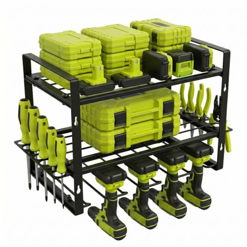 Storage Racks For Power Tools, Tool Organizers, For Garage Organizer Heavy Duty Metal Tool Storage Rack, 3 Layer Wall-Mounted Drill Racks Holders