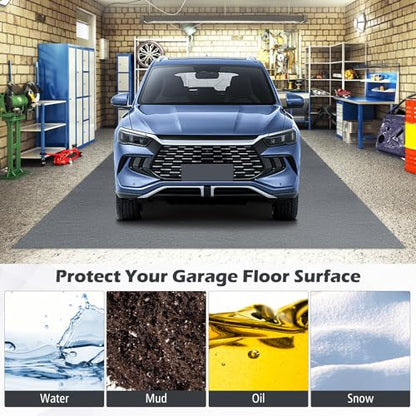 Tangkula 17' x 7.4' Garage Floor Mat, Absorbent Oil Spill Parking Mat for Under Car, Reusable & Washable Garage Flooring Rug, Protects Garage & Shop Floor, Non Slip & Waterproof Backing, Includes Tape