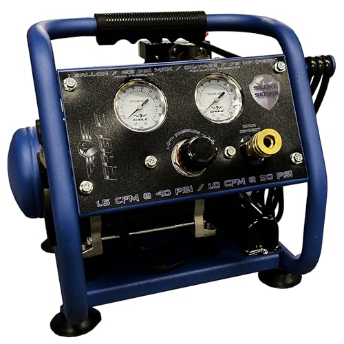 Eagle EA-2000 Silent Series 2000 Portable Air Compressor 125 PSI, MAX PSI, 115 V, Hot Dog with Panel, Blue, 1 Gallon - size: 1 Gallon/EA-2000, style: Hot Dog