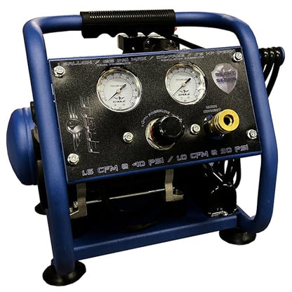 Eagle EA-2000 Silent Series 2000 Portable Air Compressor 125 PSI, MAX PSI, 115 V, Hot Dog with Panel, Blue, 1 Gallon - size: 1 Gallon/EA-2000, style: Hot Dog