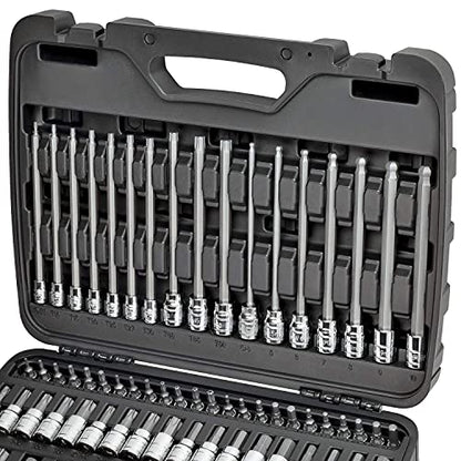 CARBYNE 84-Piece Master Hex & Torx Bit Socket Set & External-Torx Socket Set | S2 Steel Bits, CrV Steel Sockets, Corrosion Resistance, Durable Case | 1/4", 3/8" & 1/2" Dr.