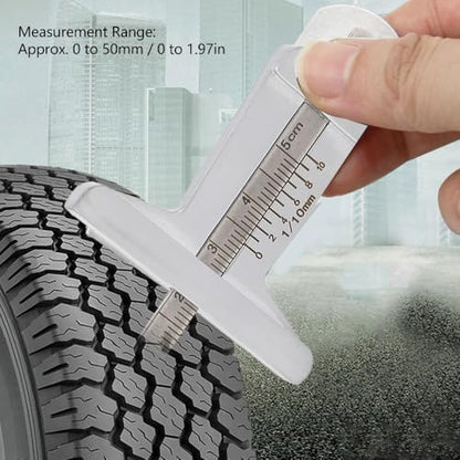 Steel Tire Tread Depth Gauge Ruler 0-50mm, Vehicle Tread Wear Indicator, Precise Measurement Tool for Car, Motorcycle Tire and Brake Pad Inspection