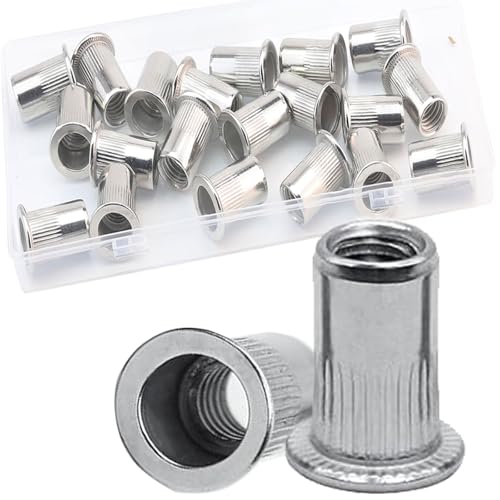 20Pcs M10 Rivet Nuts, 304 Stainless Steel Flat Head Rivnut Threaded Insert Nutsert - color: Silver, size: M10