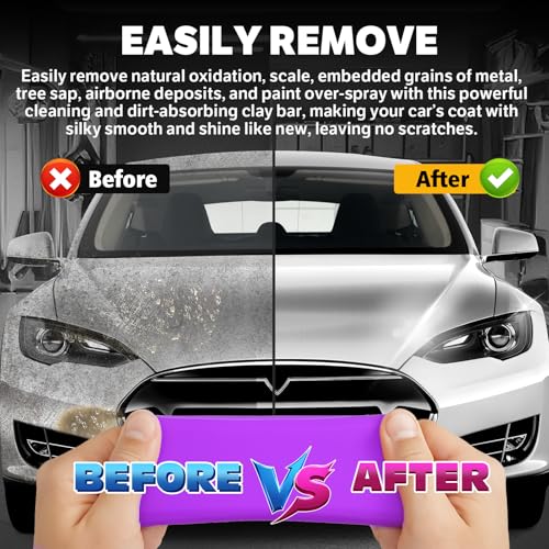 XPERTCHEMY Car Clay Bar 4 Pack 400g(4x100g), Auto Detailing Premium Grade No Scratch Magic Clay Bars Cleaner Kit with Washing and Adsorption Capacity for Car Auto SUV, RV, Truck, Purple - color: purple