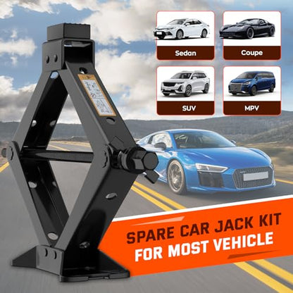 Scissor Jack for Car 3 Ton 6614 LBS, Spare Tire Changing Kit,Portable Tire Jack,Lifting Jack for Car/SUV/MPV