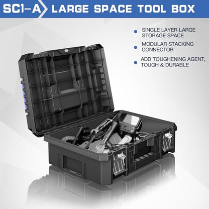 5 Tier Stackable Tool Box with Wheels,Rolling Tool Box with Drawers,Modular Tools Organizer,Portable Tool Box with Transparent Parts Box,Large Capacity Toolbox,for Garage Storage,Home and Repair Shop