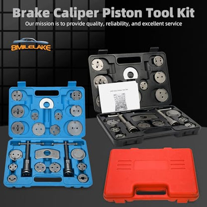8MILELAKE 24pcs Disc Brake Caliper Compression Wind Back Tool Kit, Heavy Duty Brake Piston Caliper Compression Tool Set for Brake Pad Replacement