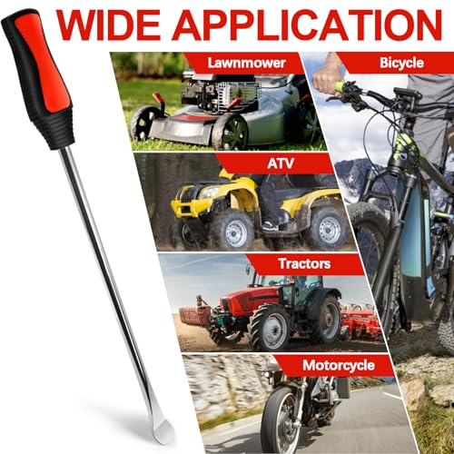 14.5" Tire Spoons Tool Set for Motorcycles Dirt Bike Lawn Mowers Iron Installation,3 Pcs Tire Bar Removal Mounting 10 Pcs Valve Cores,Rim Protector,Valve Changer Kit