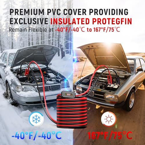 TOPDC 2 Gauge 20 Feet Heavy Duty Jumper Cables, Reverse Polarity Protection | Reverse polarity protection, heavy duty 2 Gauge cables and a carry bag for car, SUV and truck battery use. - size: 2 Gauge, 20FT w/ Protecter