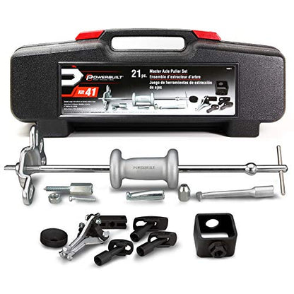 Powerbuilt Master Axle Puller Tool Set, Remove Car Front and Rear, Bearings and Seals, Vehicle Repair 21 Piece Kit - 648611, Silver - style: 21 Piece