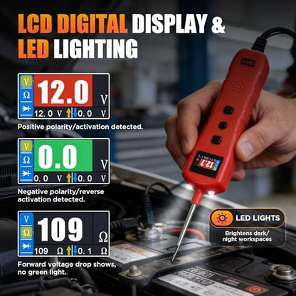 CMTOOL Power Circuit Probe Tester, 9-30V Test Light Automotive, Car Fuse Tester, Voltage Tester 0.3V-70V, Circuit Breaker Finder, Component Activation Tool