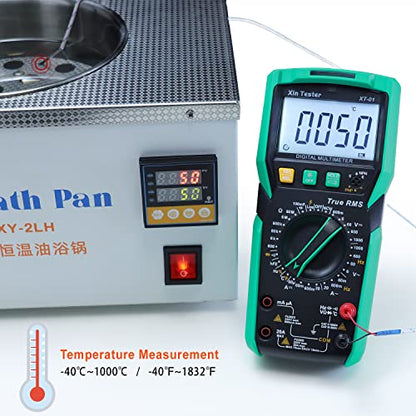 Xin Tester Digital Multimeter TRMS 6000 Counts Ohm Volt Amp Test AC DC Voltmeter Auto Ranging Continuity Test Diode Voltage Tester Duty-Cycle Capacitance Temperature for Automotive