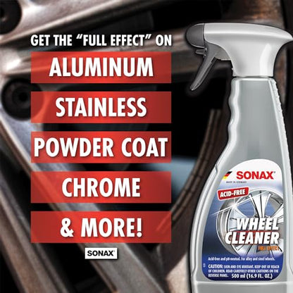 SONAX Full Effect Wheel Cleaner 230500 | Heavy-Duty Brake Dust Remover for All Wheels | Safe on Painted, Alloy, Chrome & Stainless Steel | pH Neutral, Acid-Free, with Color-Changing Action | 5 Liter - size: 5L