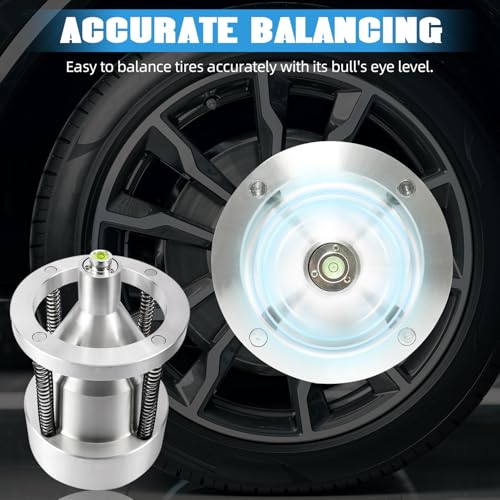 8MILELAKE Portable Bubble Wheel Balancer, Heavy Duty Hubs Wheel Tire Balancer with Bubble Level, Rim Tire Balancing Machine for Car & Light Truck