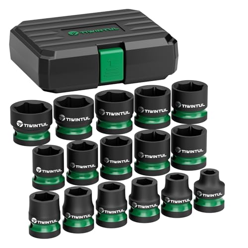1/2" Drive Shallow Impact Socket Set, 8-24mm, Metric, CR-MO, | 6-Point, 16 Pieces Stubby Socket Set for Automotive Maintenance, Repairs and DIY Projects - size: 16pcs-1/2"