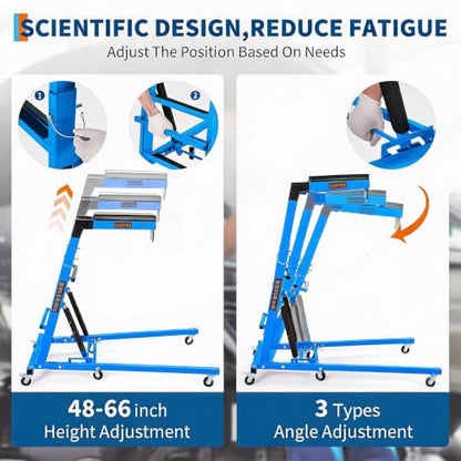Garvee Automotive Top Side Creeper, 400 LBS, Blue | 48-68Inch Adjustable Height, 6 Swivel Casters, Foldable, Heavy Duty, For Garage & Auto Shop Repair - color: Blue