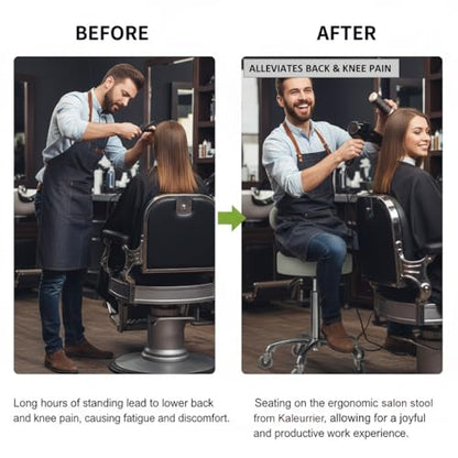 Kaleurrier Swivel Stool Chair Adjustable Height,Heavy Duty Hydraulic Rolling Metal Stool for Kitchen Salon Bar Office Drafting Massage Garage Shop (with Back Rest) (Grey) - color: Grey