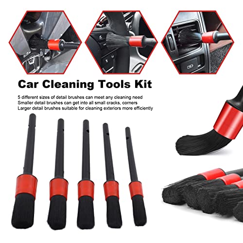 18pcs Car Wash Cleaning Tools Kit, Car Detailing Brush Set with Collapsible Bucket Wash Mitt, Tire Brush for Cleaning Automobile Interior, Exterior, Wheels, Dashboard, Leather, Air Vents
