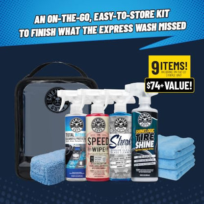 Chemical Guys, Exterior Express Car Wash Kit, Soap & Cleaner, On the Go | Fits in a trunk or under the sink for apartment and dorm dwellers with no driveway, quick touch-ups between details