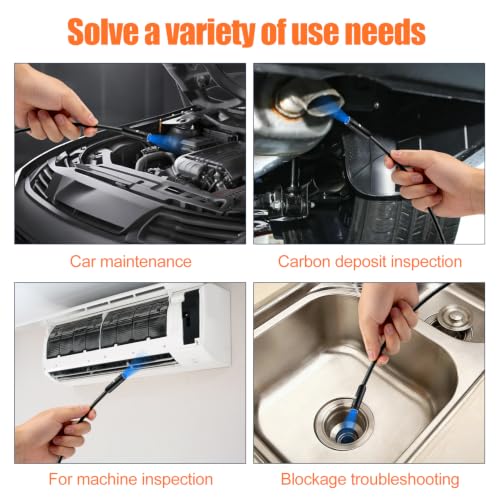 Endoscope Camera with Light,Borescope Camera with 4.3" IPS Screen1080P HD with 8 LED Lights,16.5FT Semi-Rigid Cord Bore Scope,IP67 Waterproof Sewer Borescope (16.5FT Dual Lens Black) - size: 16.5FT Dual lens Black