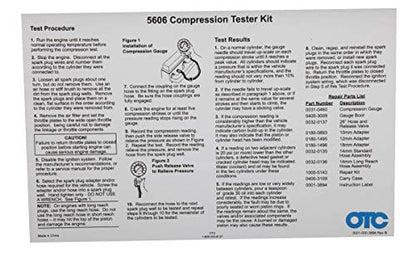 OTC 5606 Compression Tester Kit - Ideal Kit for Compression Testing on Gasoline Engines, Including Domestic/Import Cars, Trucks, Suvs, and Vans, Motorcycles, ATVs/UTVs, Watercraft, and Small Engine