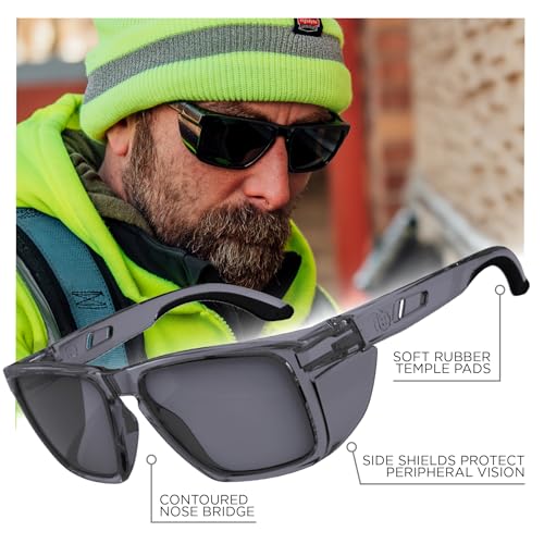 Ergodyne Skullerz SIXTEN Safety Sunglasses with Side Shields, Anti Fog - color: G15 Gray Lens