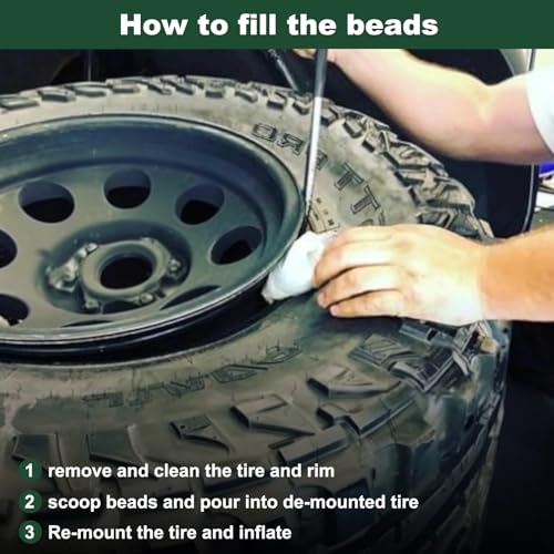 Tire Balance Beads for Truck 288 oz Balancing Beads for Motorcycle, Tempered Glass Tires Bead for Balancing Trailer, Car, Off-Road, with Tire Tread Depth Gauge - size: 18 lb (8.16 kg)