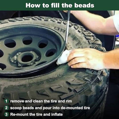 Tire Balance Beads 13.2 LBS / 6 kg Balancing Beads, Tempered Glass Tire Beads for Balance for Trucks, Trailer, Off-Road Vehicles, with Tire Tread Depth Gauge - size: 13.2 lb (6 kg)
