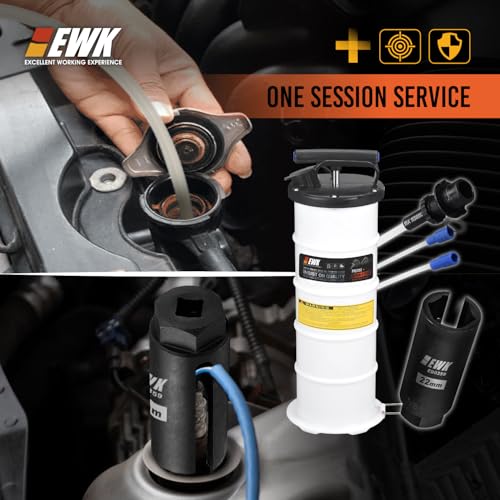 EWK 6.5L Manual Oil Extractor Pump for Oil Change, Fluid Evacuators for Cars, Boats, Jet Skies, Lawnmowers, Quick Oil Drain in 10 Pumps (6.5L + 7/8" O2 Sensor Socket) - size: 6.5L + 7/8" O2 Sensor Socket