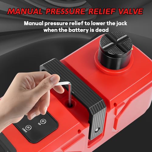 Cordless Electric Car Jack Kit for Milwaukee 18V Battery, Cordless Remote Control 5 Ton Hydraulic Car Jack with LED Light for Sedan, SUV,MPV,Truck (NO Battery